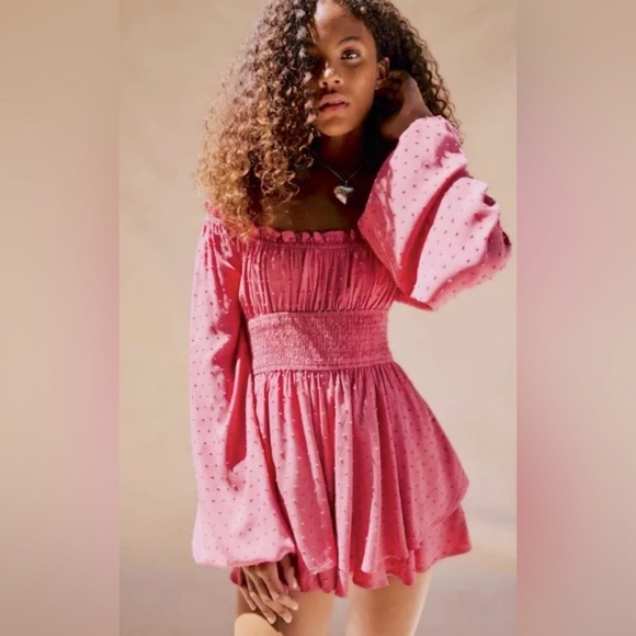 Urban Outfitters Dresses & Skirts - 🌸 NWT Urban‎ Outfitters Pink Smocked Mini Dress | Cottagecore Boho Feminine
